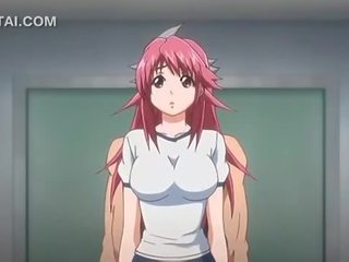 Pink haired anime honey cunt fucked against the