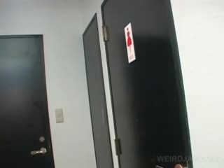 Asian Teen femme fatale movs Twat While Pissing In A Toilet